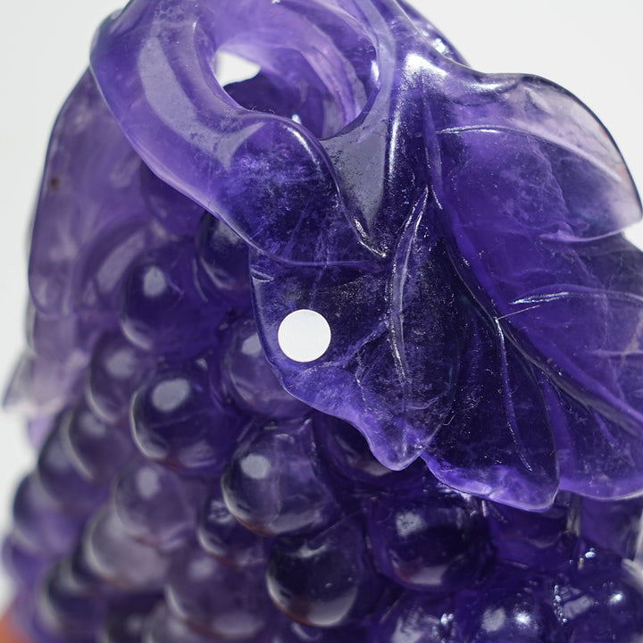 Unique,A Slightly Imperfect Purple Fluorite Grape Carving