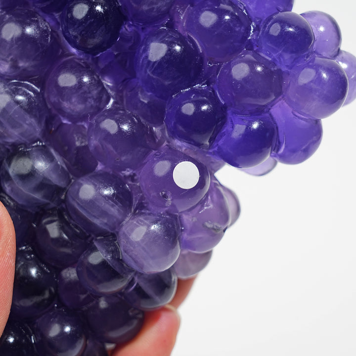Unique,A Slightly Imperfect Purple Fluorite Grape Carving