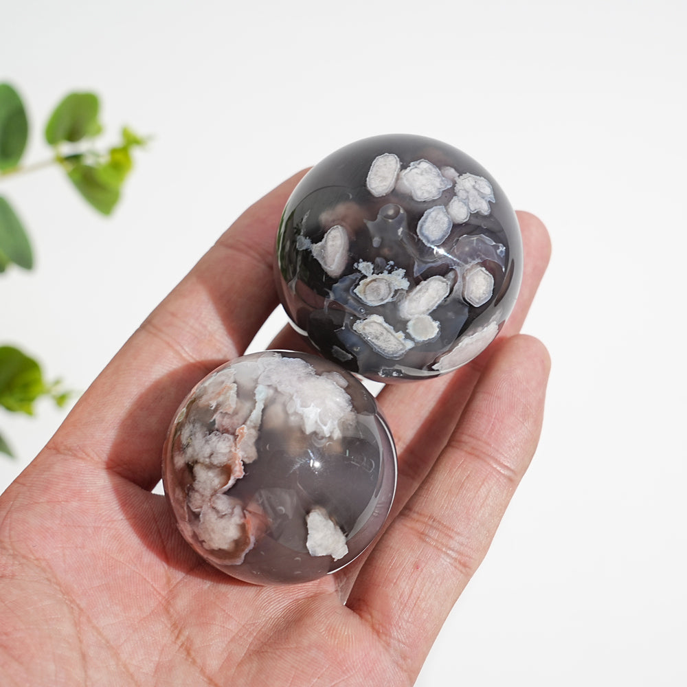 Natural Crystal Exquisite Black Flower Agate Sphere