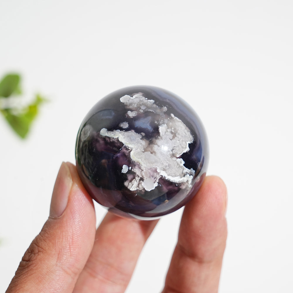 Natural Crystal Exquisite Black Flower Agate Sphere