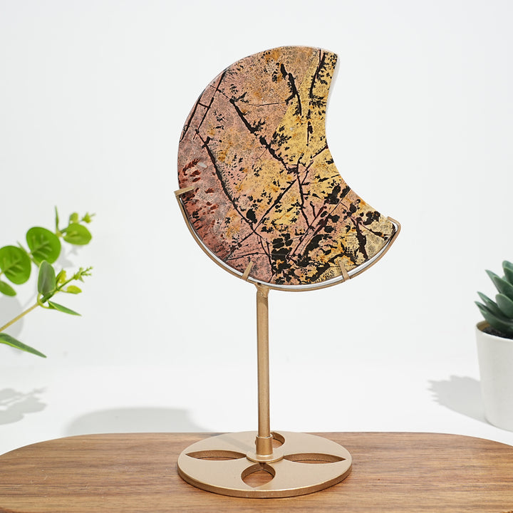 Unique,Natural Beautiful Picture Jasper Moon On Stand