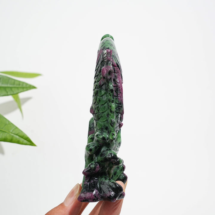 Unique,Natural Crystal Ruby In Zoisite Koi Fish Carving