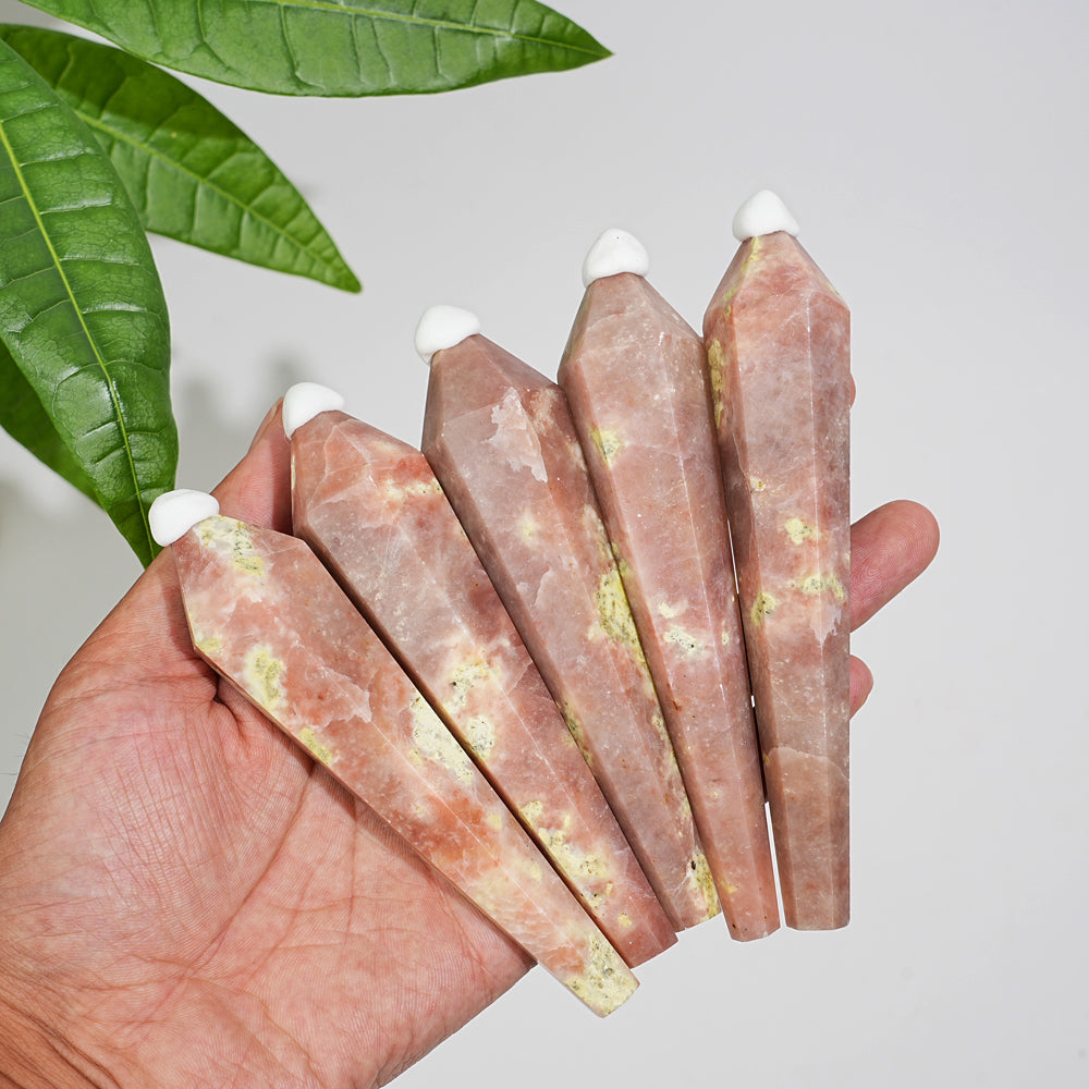 Natural Crystal Red Calcite With Serpentine Wand
