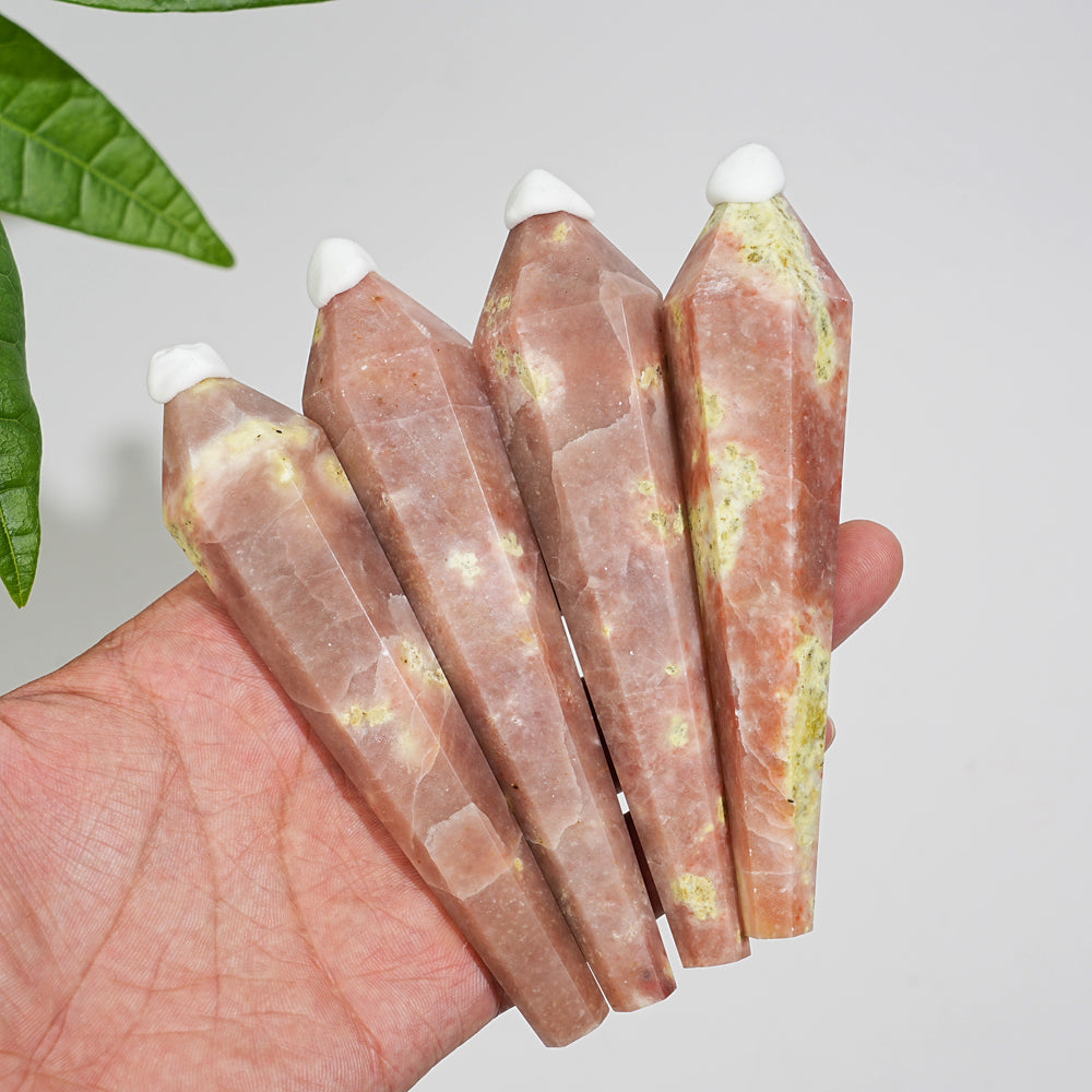 Natural Crystal Red Calcite With Serpentine Wand
