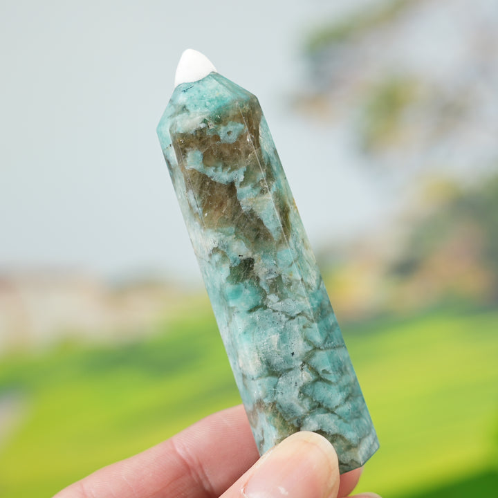 Natural Amazonite With Smoky Quartz Point