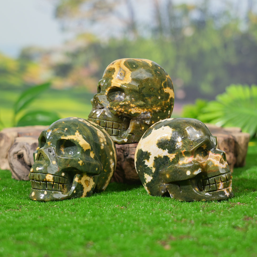 Unique,Natural Ocean Jasper Skull