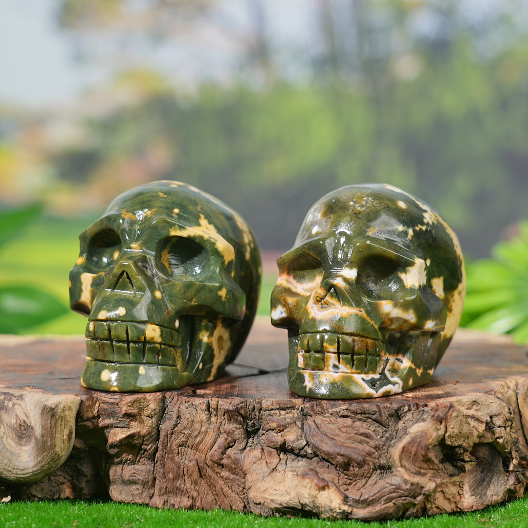 Unique,Natural Ocean Jasper Skull
