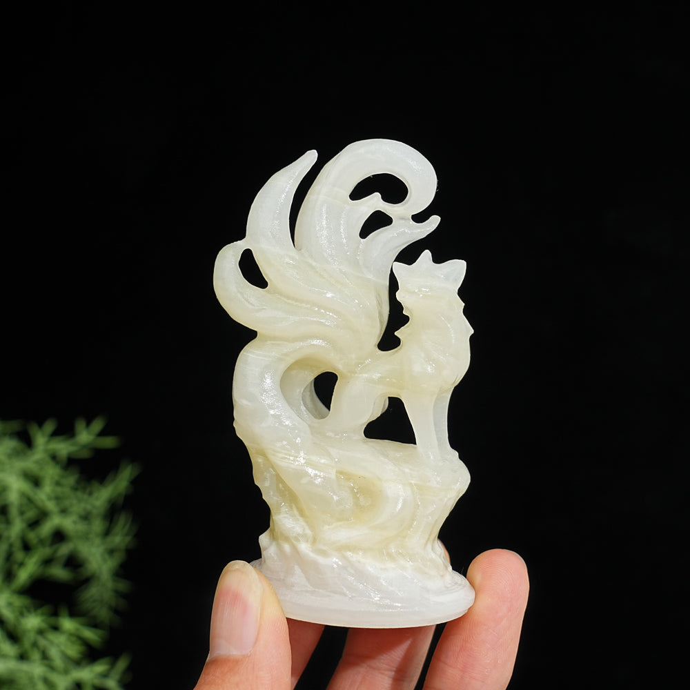 Natural Nine-Tailed Fox Crystal Carving