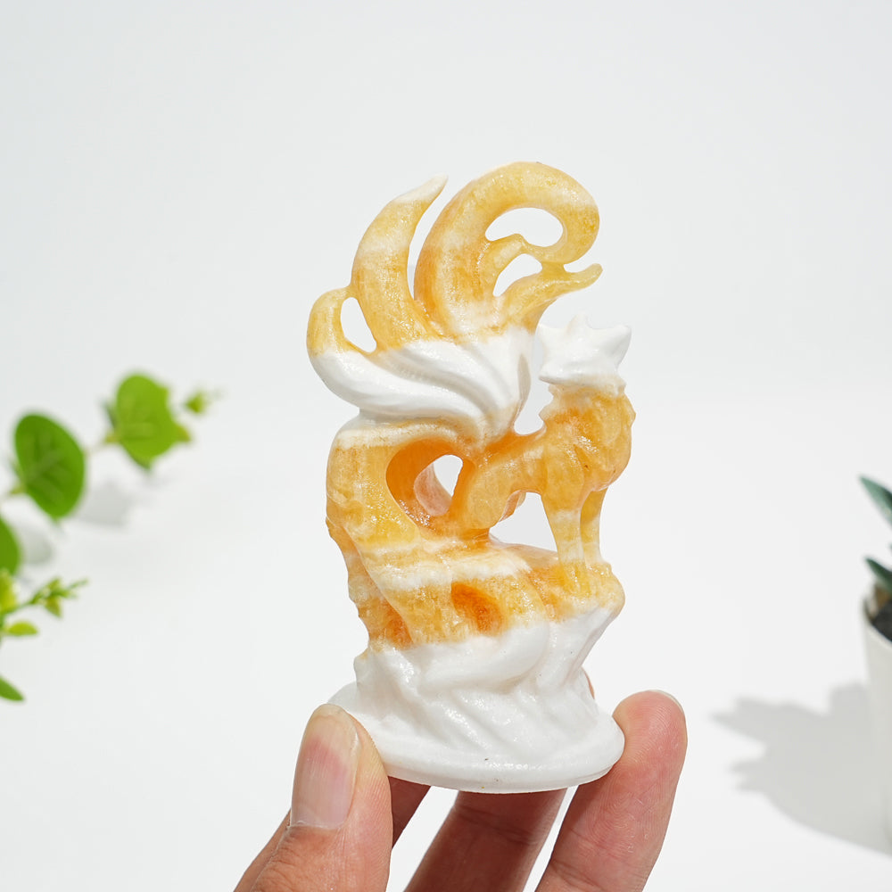 Natural Nine-Tailed Fox Crystal Carving
