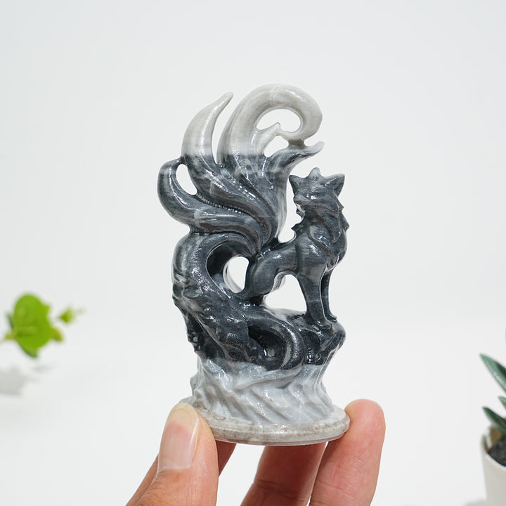 Natural Nine-Tailed Fox Crystal Carving