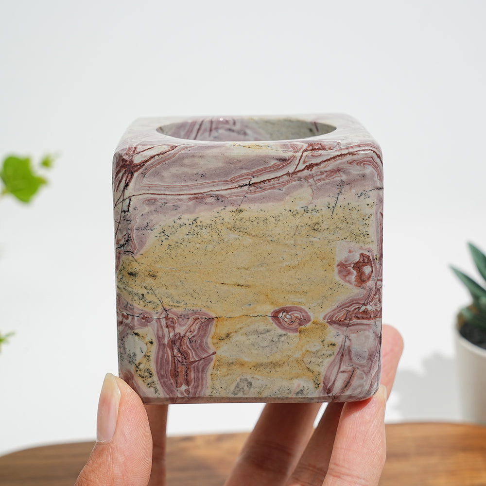 Natural Crystal Artisan Picture Jasper Pen Holder