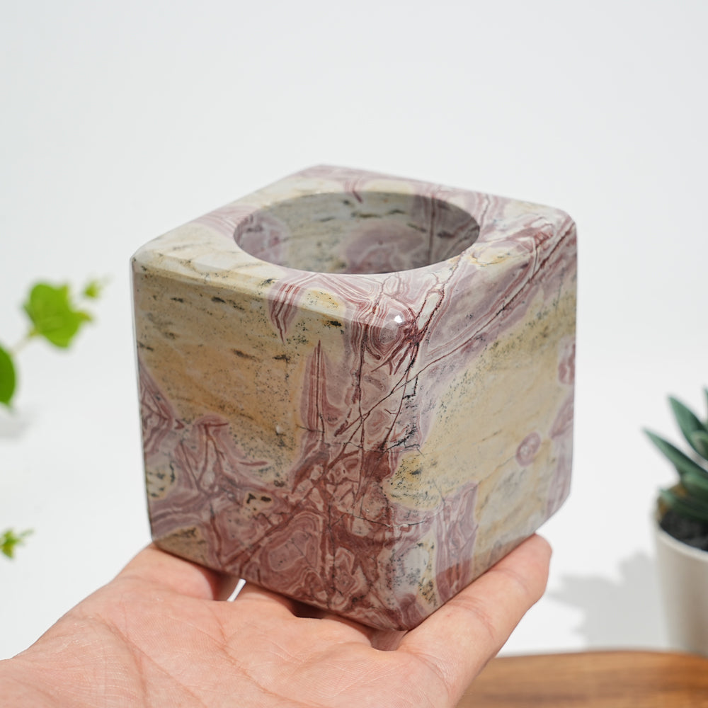 Natural Crystal Artisan Picture Jasper Pen Holder