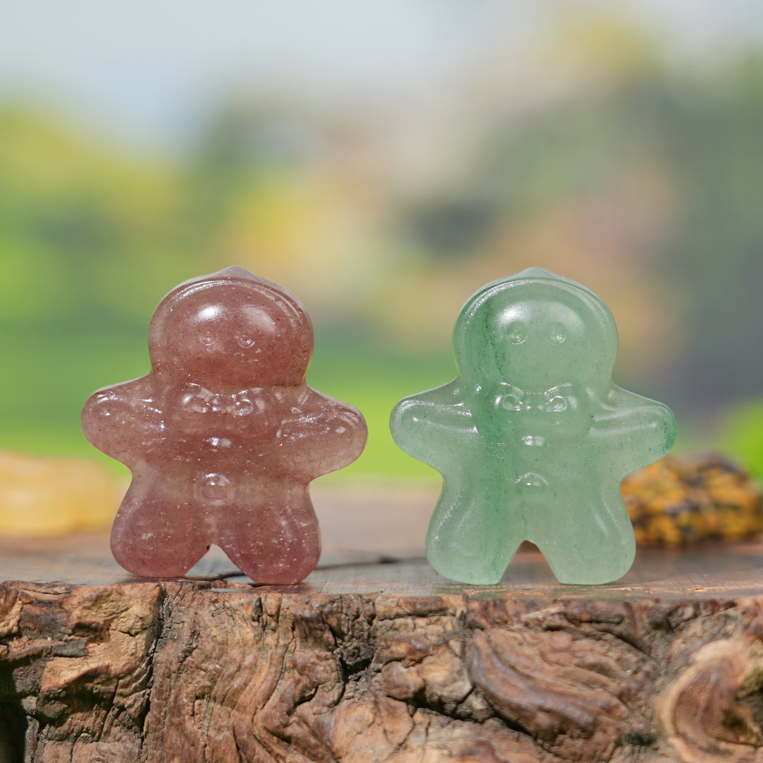 Natural Crystal Carving Gingerbread Man