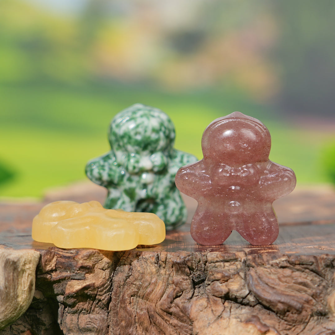 Natural Crystal Carving Gingerbread Man