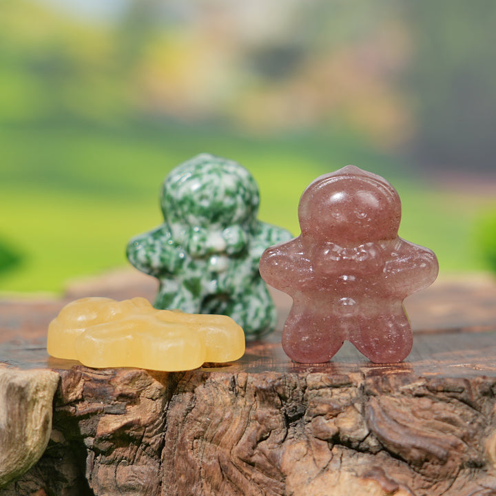 Natural Crystal Carving Gingerbread Man
