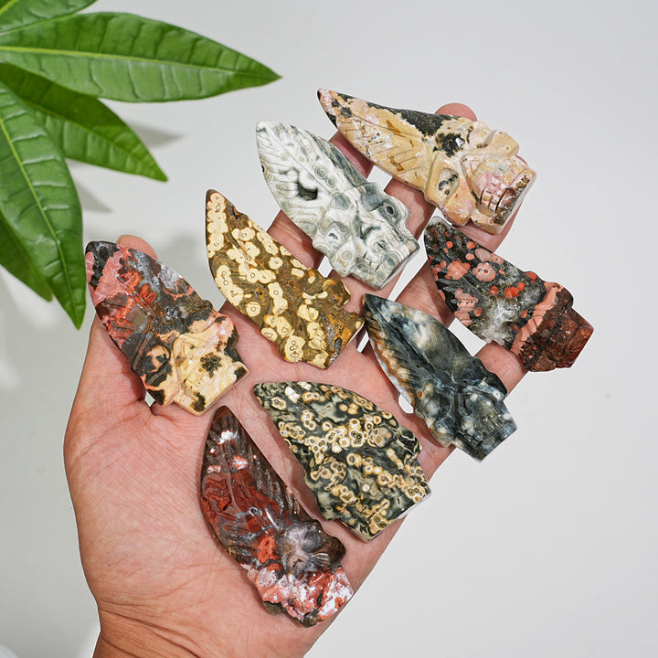 Natural Crystal Ocean Jasper Skull Carving