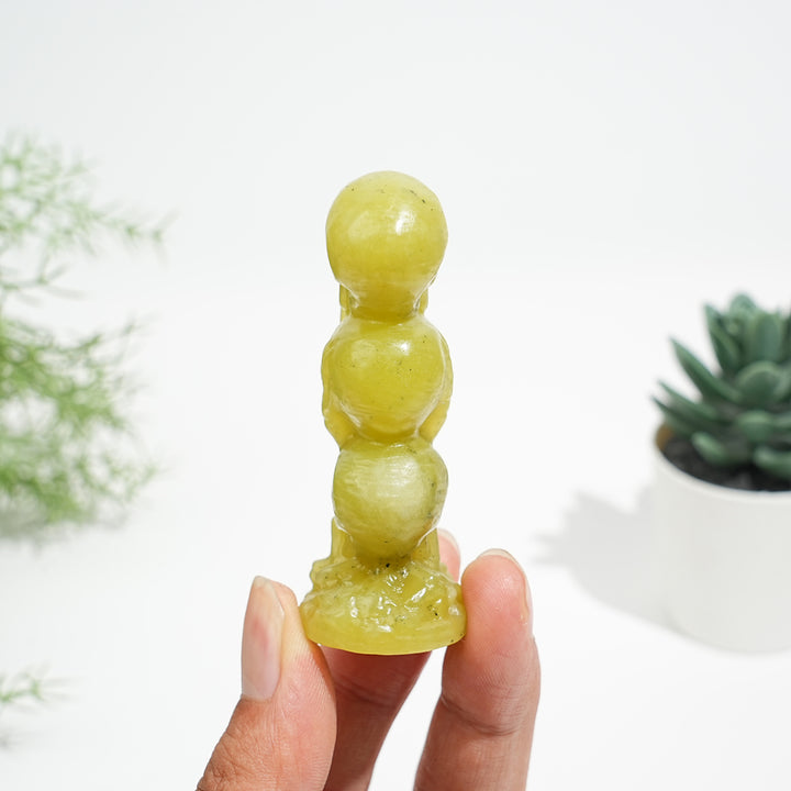 Natural Crystal Three Wise Skulls Carving