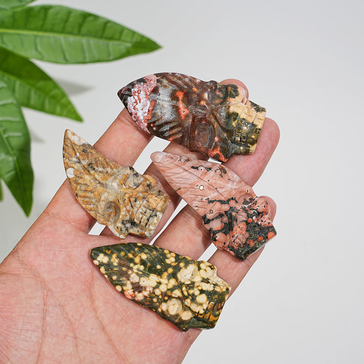Natural Crystal Ocean Jasper Skull Carving