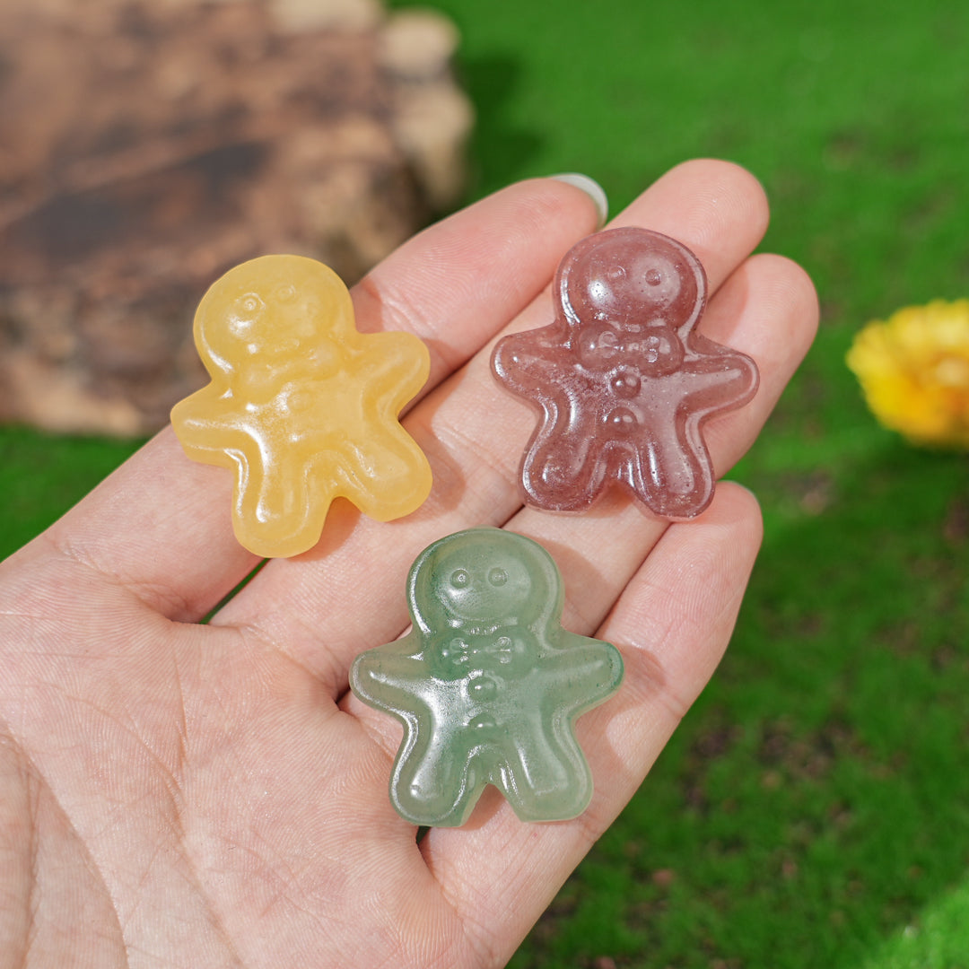 Natural Crystal Carving Gingerbread Man