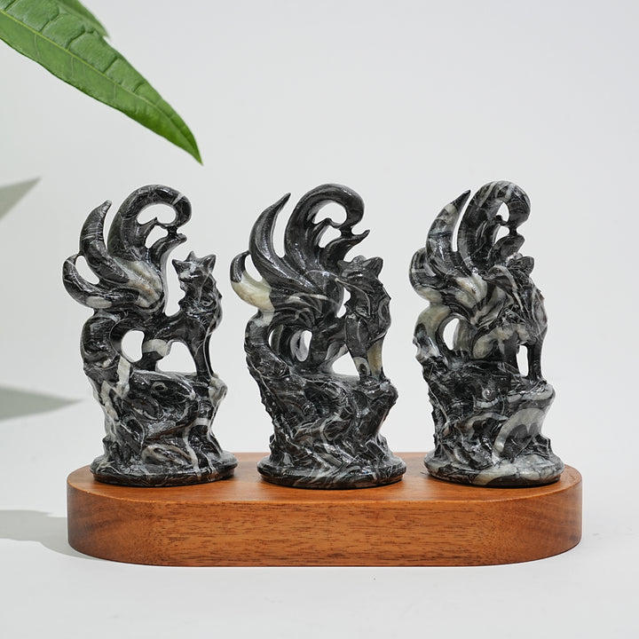 Natural Nine-Tailed Fox Crystal Carving