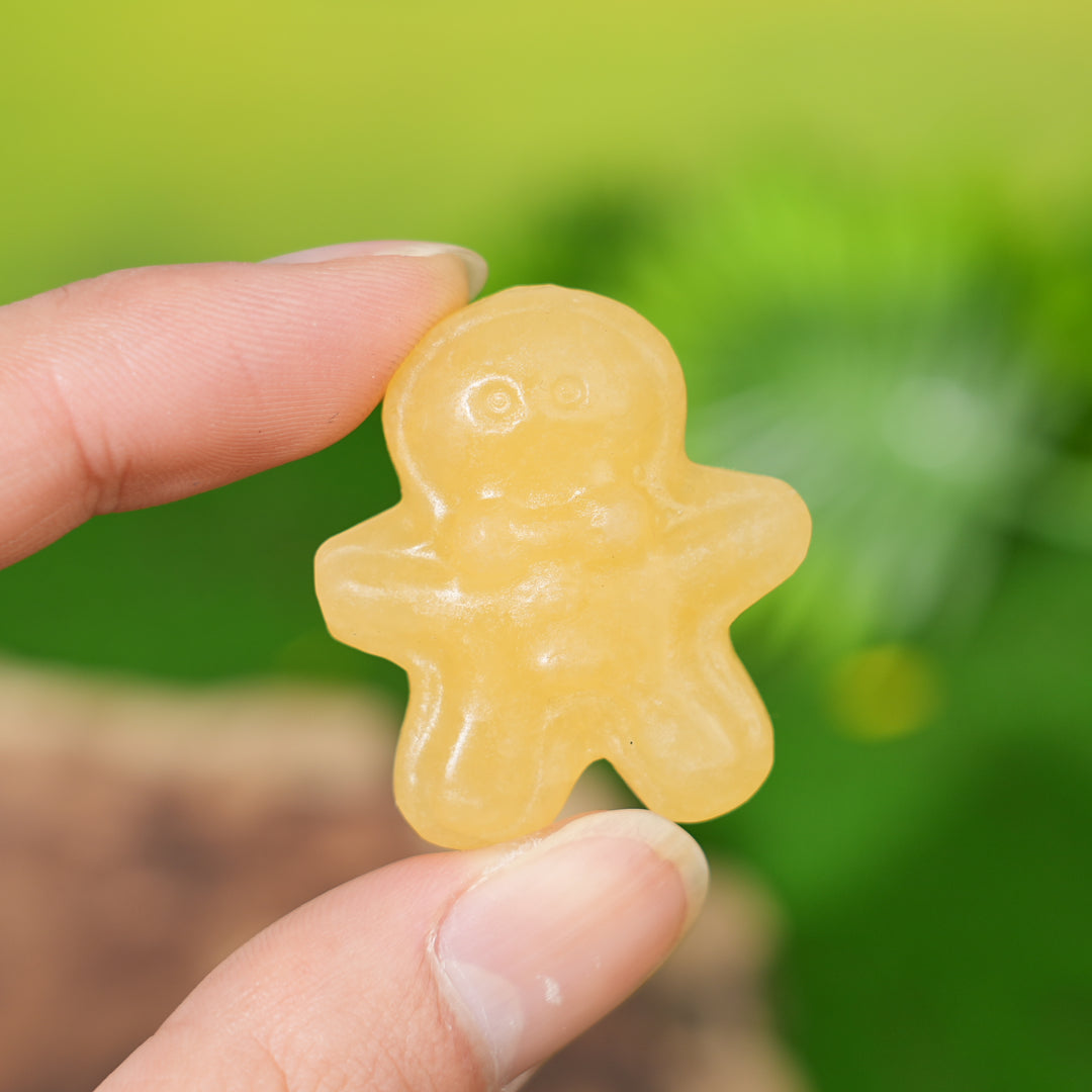 Natural Crystal Carving Gingerbread Man