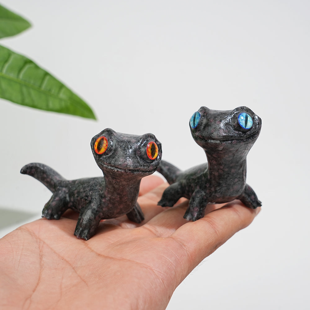 Tallado de Lagarto de Ojos Grandes de Cristal Natural