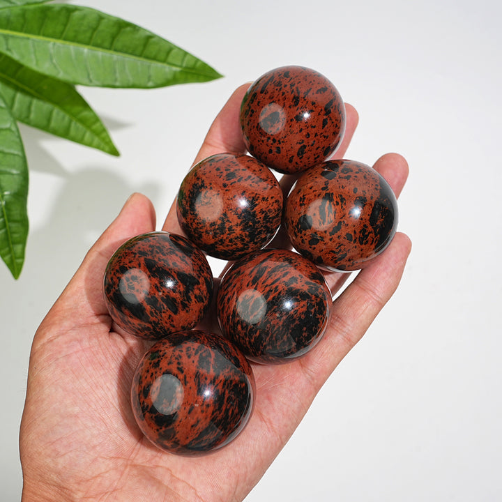 Natural Crystal Round Mahogany Obsidian Sphere