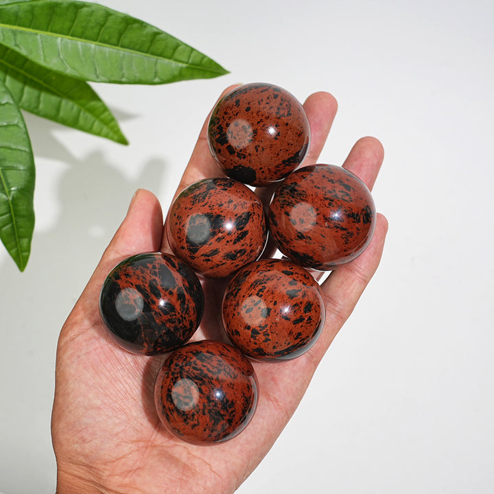 Natural Crystal Round Mahogany Obsidian Sphere