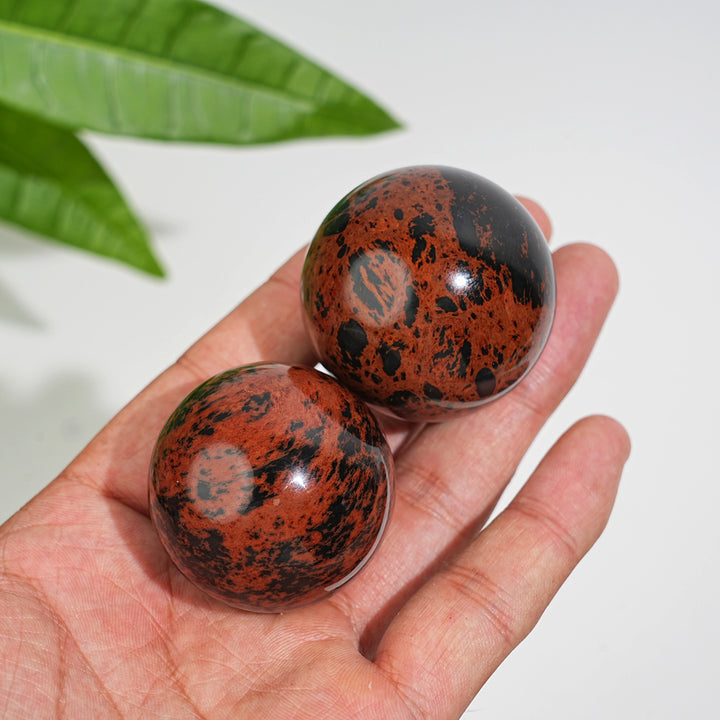 Natural Crystal Round Mahogany Obsidian Sphere