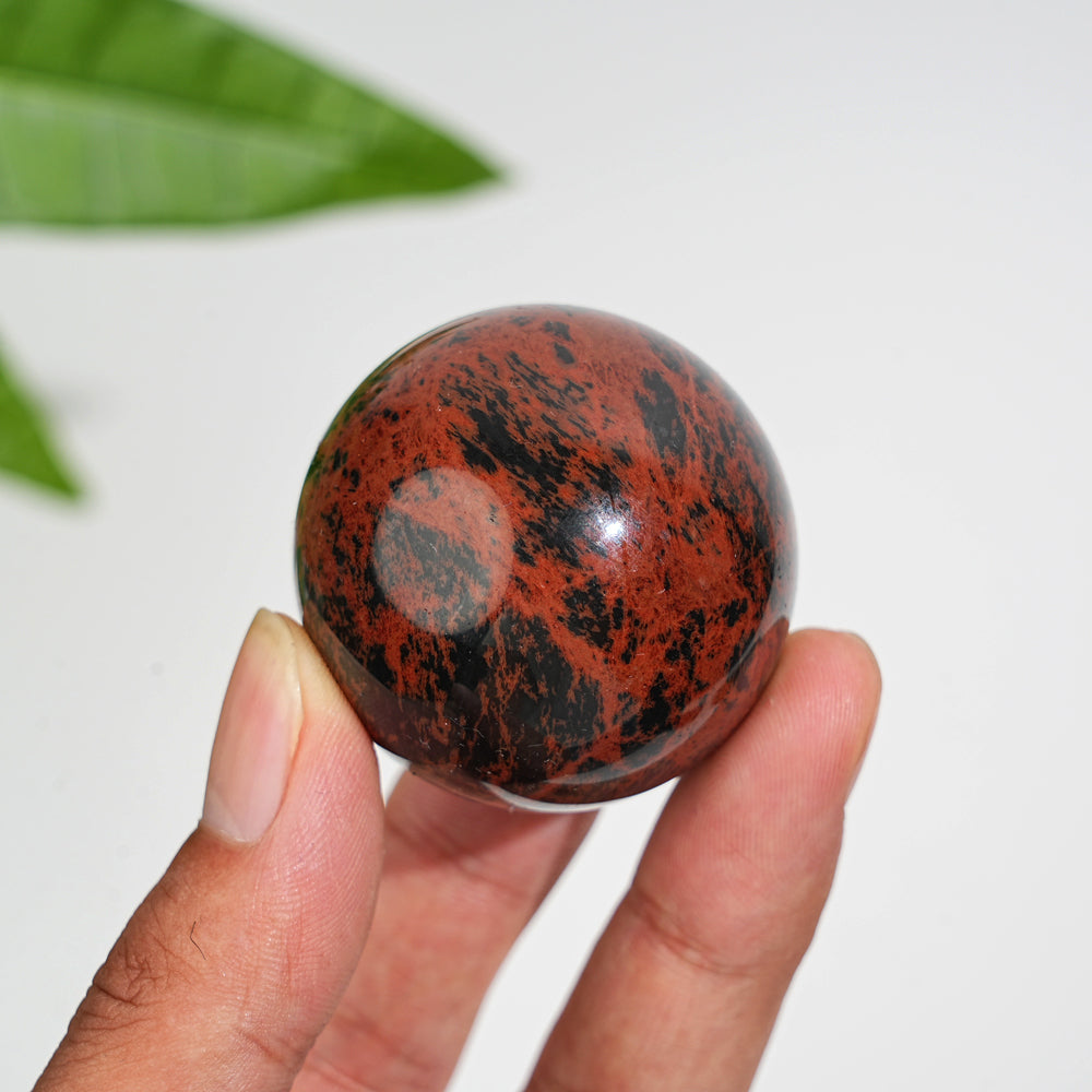Natural Crystal Round Mahogany Obsidian Sphere