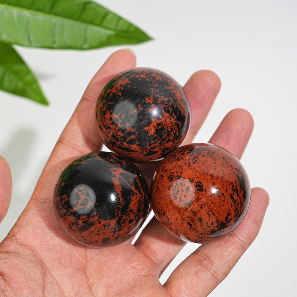 Natural Crystal Round Mahogany Obsidian Sphere
