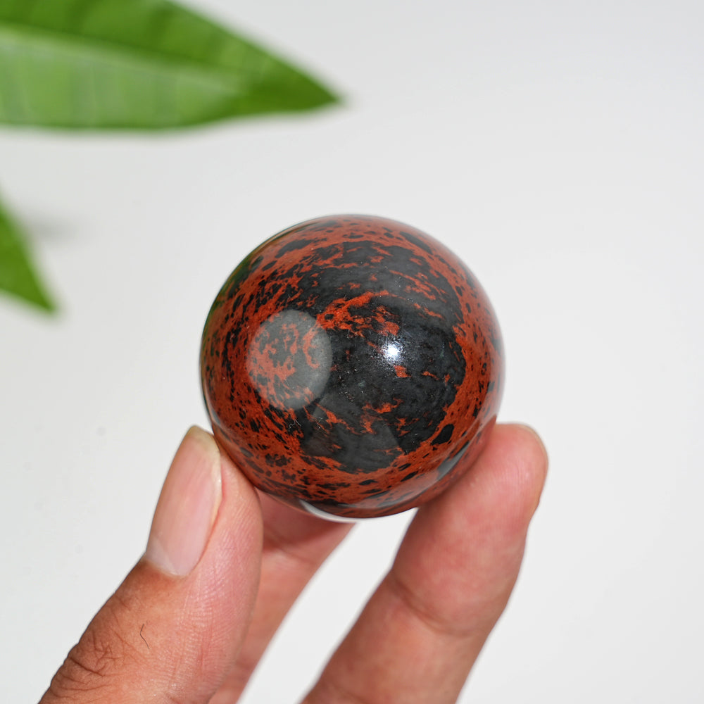 Natural Crystal Round Mahogany Obsidian Sphere