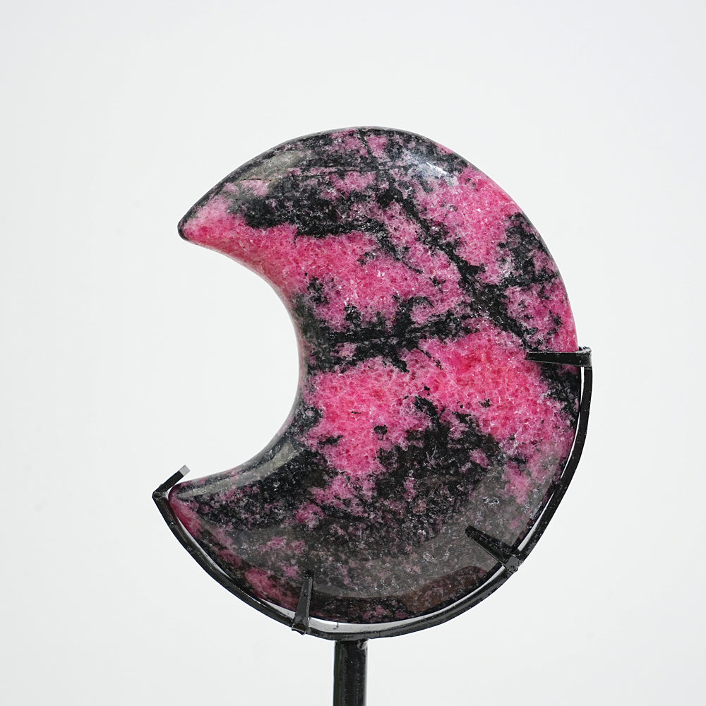 Unique,Natural Crystal Rhodonite Moon Carving