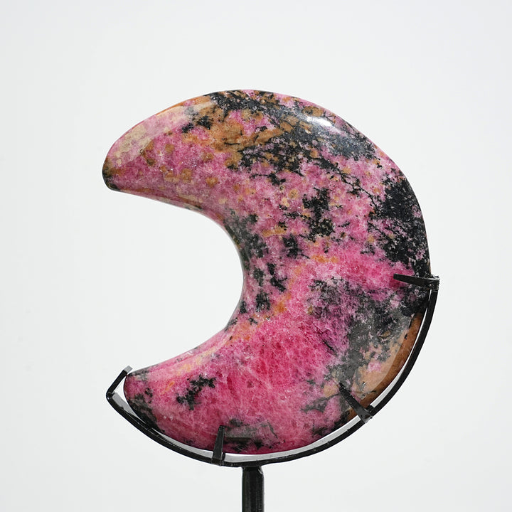 Unique,Natural Crystal Rhodonite Moon Carving