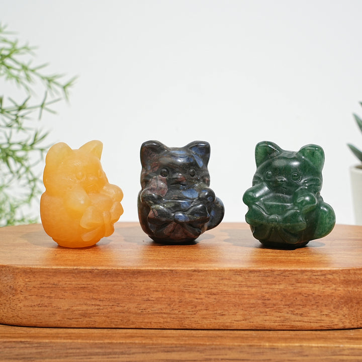 Natural Crystal Teacup Cat Carving