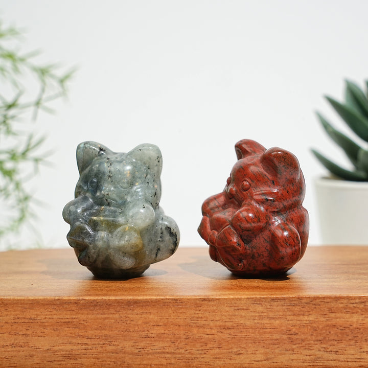 Natural Crystal Teacup Cat Carving