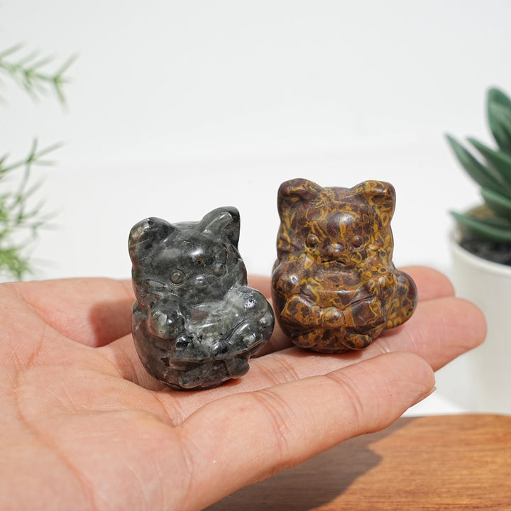 Natural Crystal Teacup Cat Carving