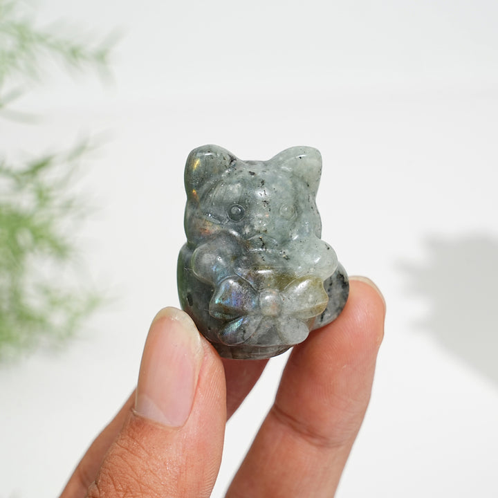 Natural Crystal Teacup Cat Carving