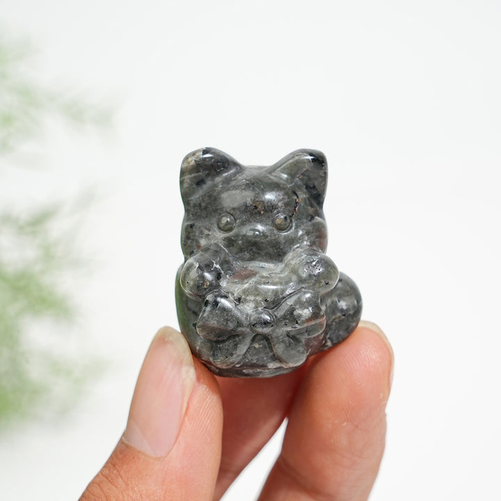 Natural Crystal Teacup Cat Carving