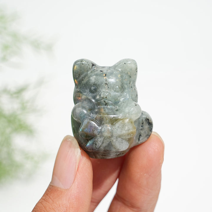 Natural Crystal Teacup Cat Carving