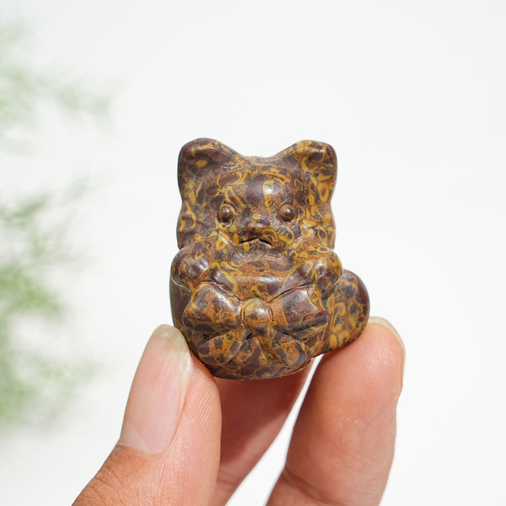 Natural Crystal Teacup Cat Carving