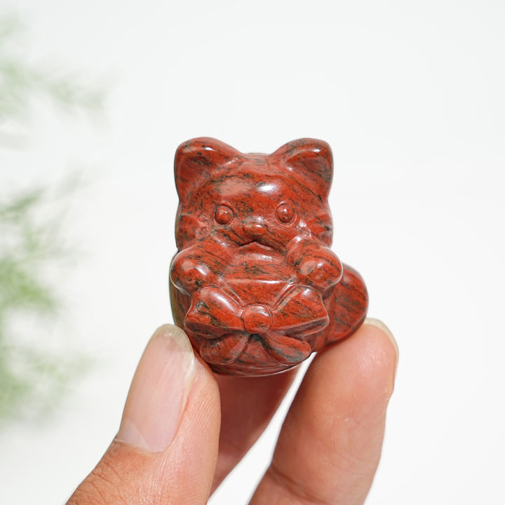 Natural Crystal Teacup Cat Carving
