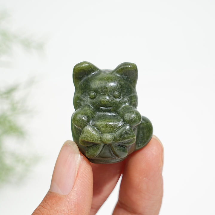 Natural Crystal Teacup Cat Carving