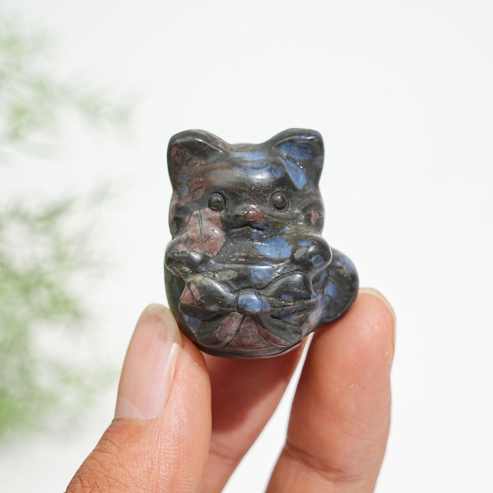 Natural Crystal Teacup Cat Carving