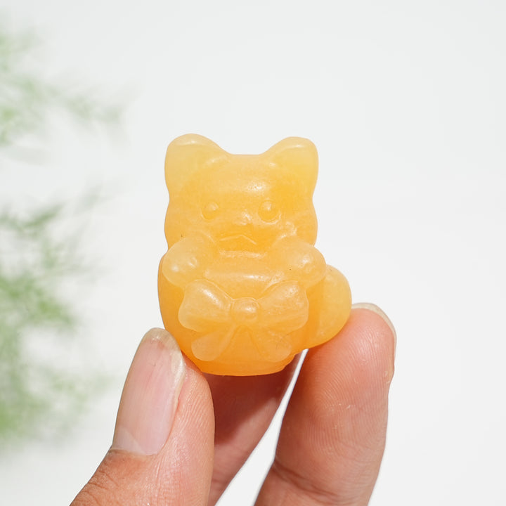 Natural Crystal Teacup Cat Carving
