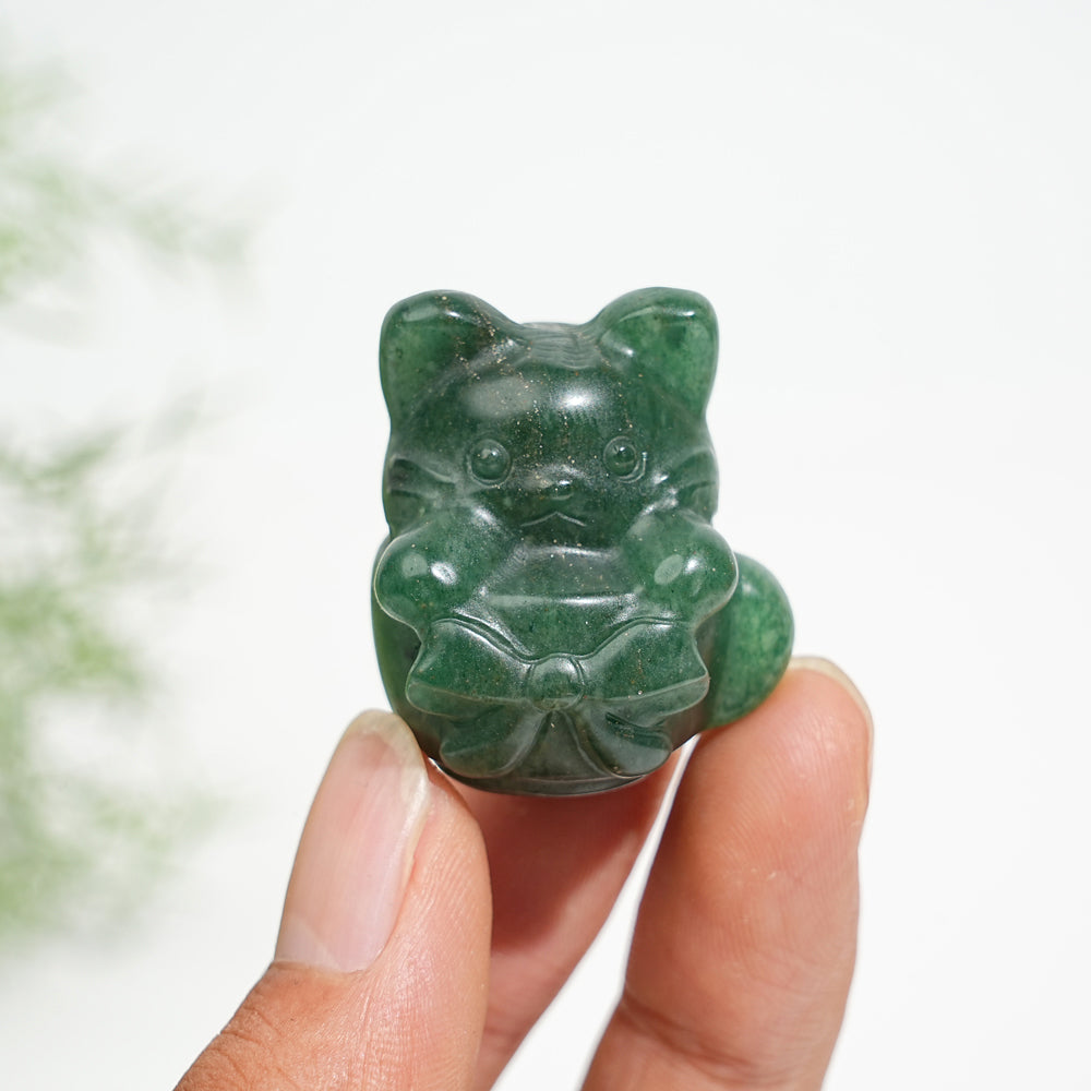 Natural Crystal Teacup Cat Carving