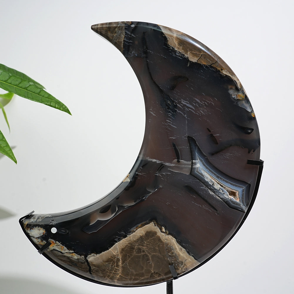 Unique,A Slightly Imperfect Natural Crystal Volcanic Agate Moon