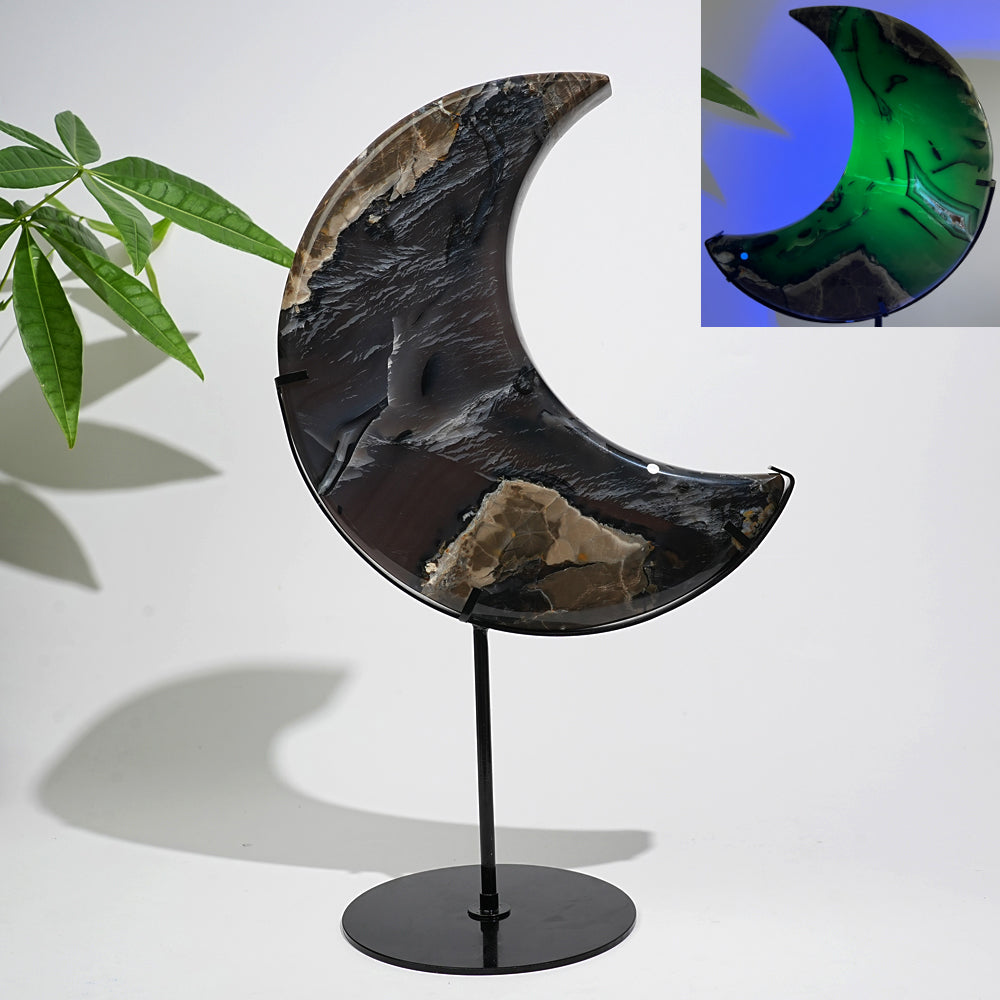 Unique,A Slightly Imperfect Natural Crystal Volcanic Agate Moon