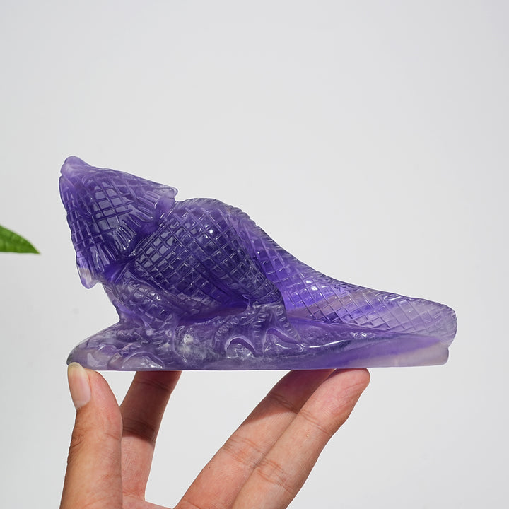 Unique,Natural Crystal Purple Fluorite Lizard Carving