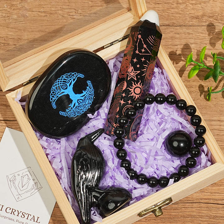 Natural Crystal Value Bundle- Obsidian Crystal Set